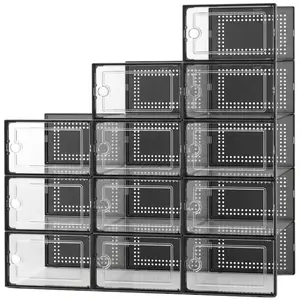 Stackable Foldable Clear Shoe Boxes 12Pack Household Anti Dust Shoe Storage Box Breathable Vent Shoe Holder Multi Purpose Sundry Storage Case