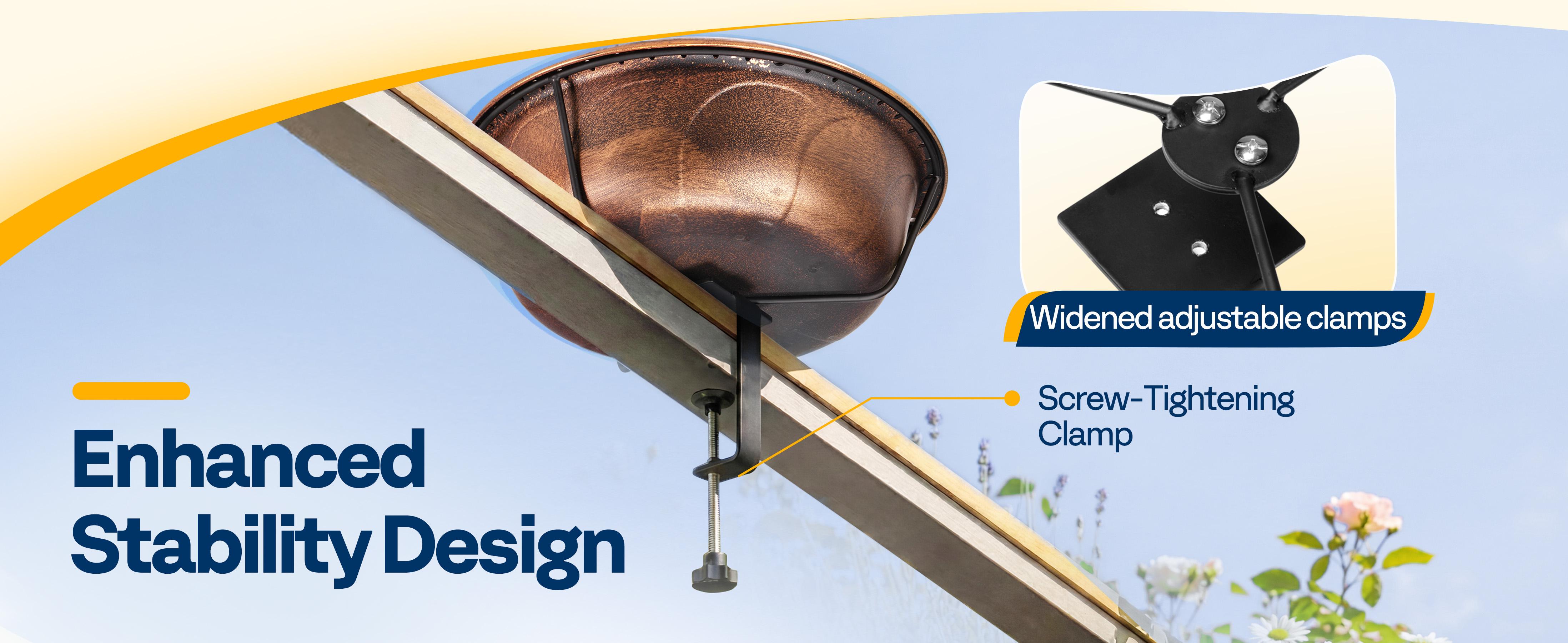 VIVOHOME Deck Mounted Bird Bath with Solar Fountain, Outdoor ABS Birdbath Bowl with Adjustable Metal Clamp, Solar Powered Pump for Railing, Fence, Balcony, 1.45 Gallons