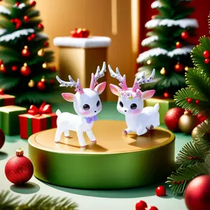 Resin Deer Decorative Figurine Set, Elegant Christmas Decoration, Holiday Gift, Office Desk Ornament, Stress Relief, Age 14+, 1 Pair