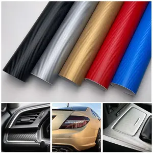 3D Black Silver Red Gold Blue Carbon Fiber Vinyl Wrap Auto Motorcycle Body Stickers Carbon Car Wrapping Vinyl Film Air Release