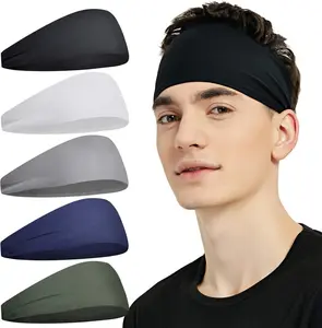 Pilamor Sports Headbands for Men & Women 5 Pack Moisture Wicking Workout Headband Elastic Nylon Sweatband for Running Cycling Football Yoga Hairband Unisex