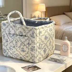 2026 New car Storage Basket,Fabric quilted basket for Clothes Toys & Blankets Car Trunk Organizer Backseat Storage Machine Washable Decorative Bin for Bedroom  & Living Room Large Capacity Woven Design room clutter  organization daily use item