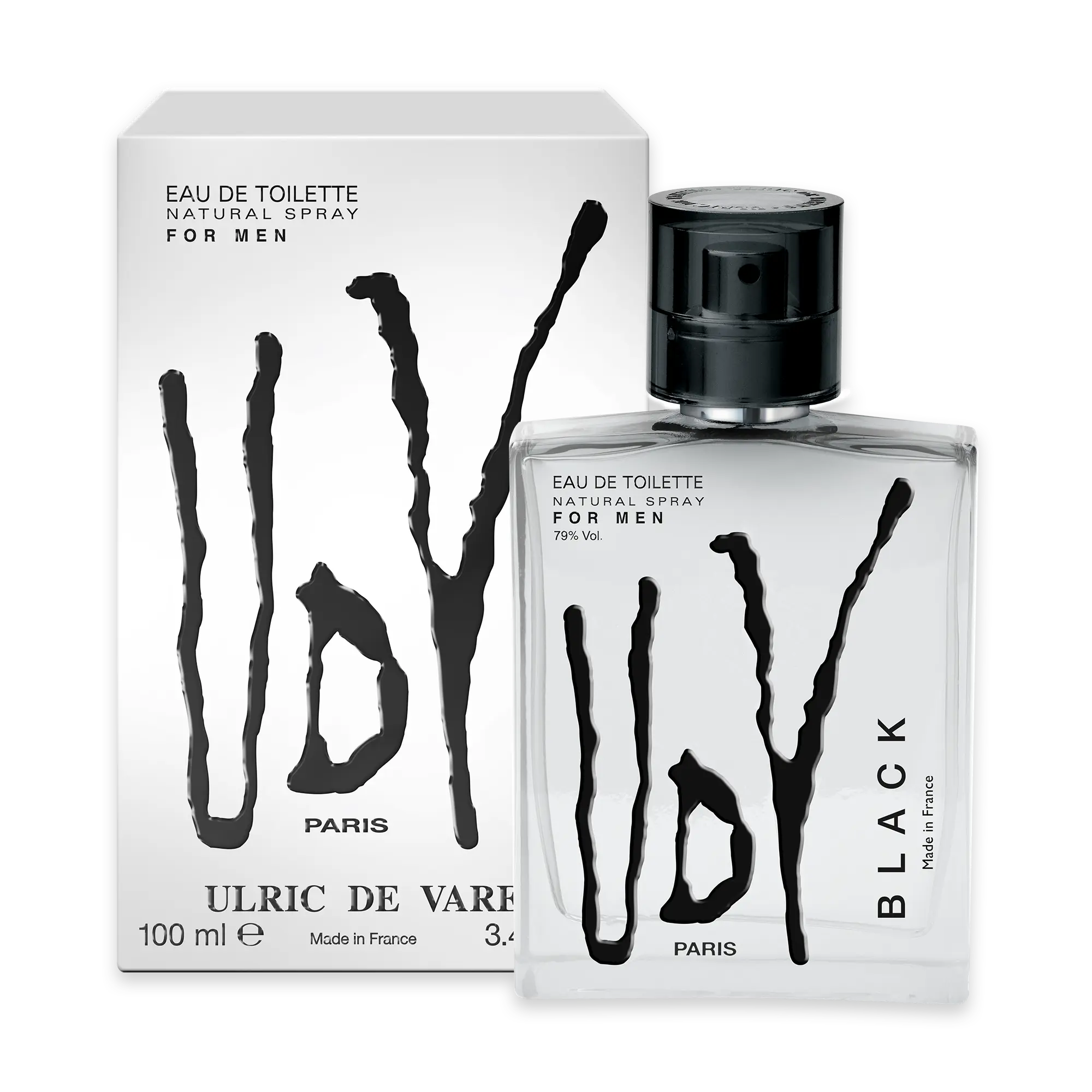Ulric De Varens Black Eau De Toilette for Men - Modern, Classic, Citrusy Scent - Woody, Adventurous Notes of Bergamot, Green Apple, White Flower, and Musk - Ideal For A Daily Fragrance- 3.4 Fl Oz