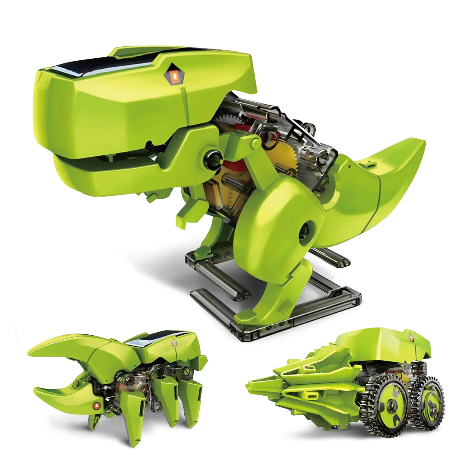 3-in-1 Solar Powered Dinosaur Robot Construction Set with Model Parts, Unisex Remote-Free STEM Educational Engineering Toy, Science Experiment for 8-10 Years & Up Ages