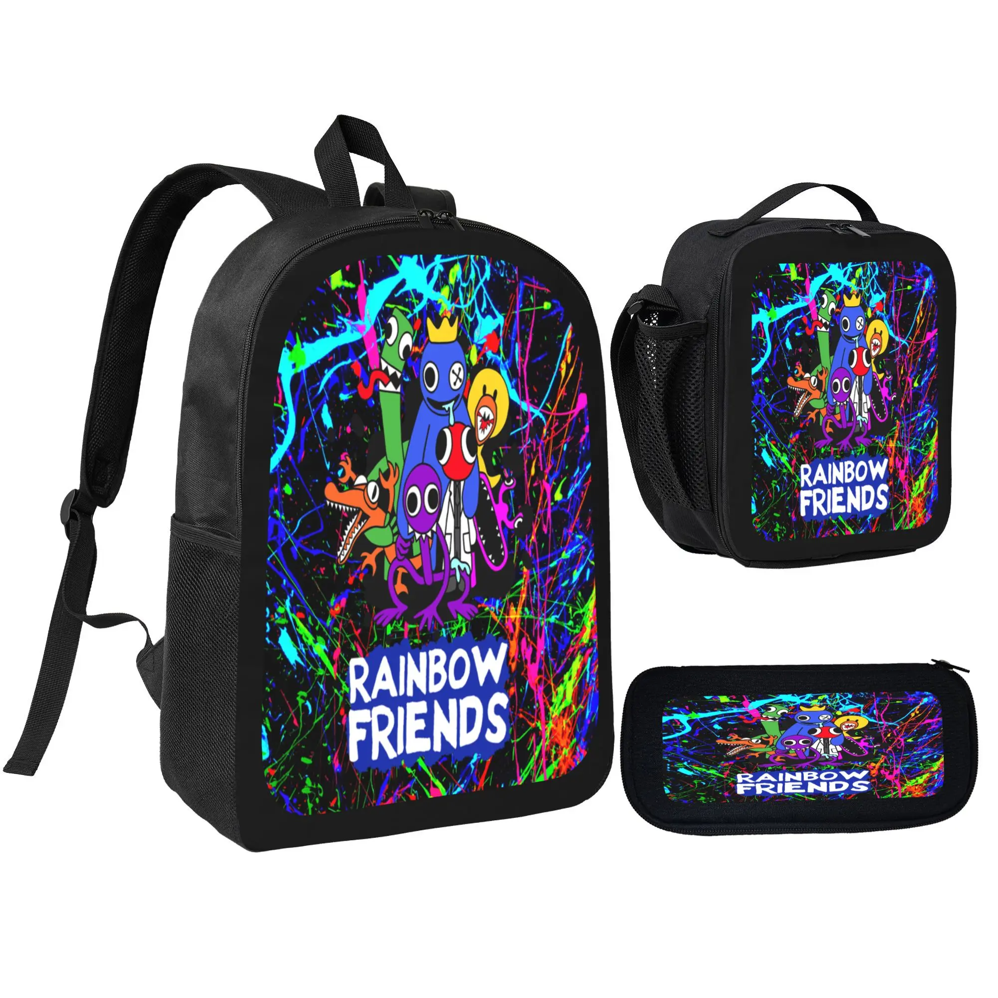 Rainbow Friends Backpack 3pcs backpack Daypack Shoulder Bag Leisure Travel Adjustable Strap Backpacks 17in
