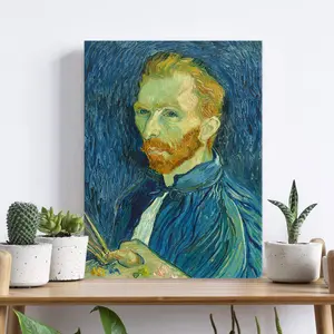 Vincent Van Gogh Self-Portrait Premium Canvas Art Print Stretched on Wooden Frame Wall Art Decor Picture High-Quality Canvas Fabric Sharp Vibrant Colors