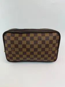 Pre-owned Louis Vuitton canvas Small Leather Goods Toiletry Pouch in Damier Ebene
