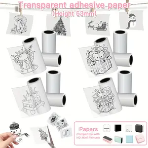 3 Rolls Transparent Adhesive Paper, High Clarity and Residue-Free for Office Labels, Memos, Photos and Mini Printers