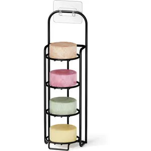 4 tier shampoo bar holder for shower self draining soap bar holders caddy for bathroom wall and kitchen sink shampoo bar dish rack stainless steel bar soap holder black
