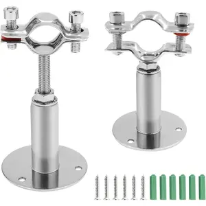 2 Pcs Adjustable Stainless Steel Pipe Bracket Clamp, Wall & Ceiling Mount Pipe Support Straps Fit for 19mm Dia / 1/2 Inch Pipe Tube