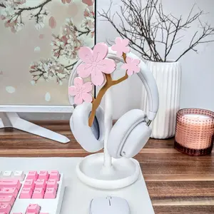 Sakura Headphone Stand, Cherry Blossom Headset Holder, Cute Desk Accessories, Flower Gaming Decor, Cozy Desk Setup