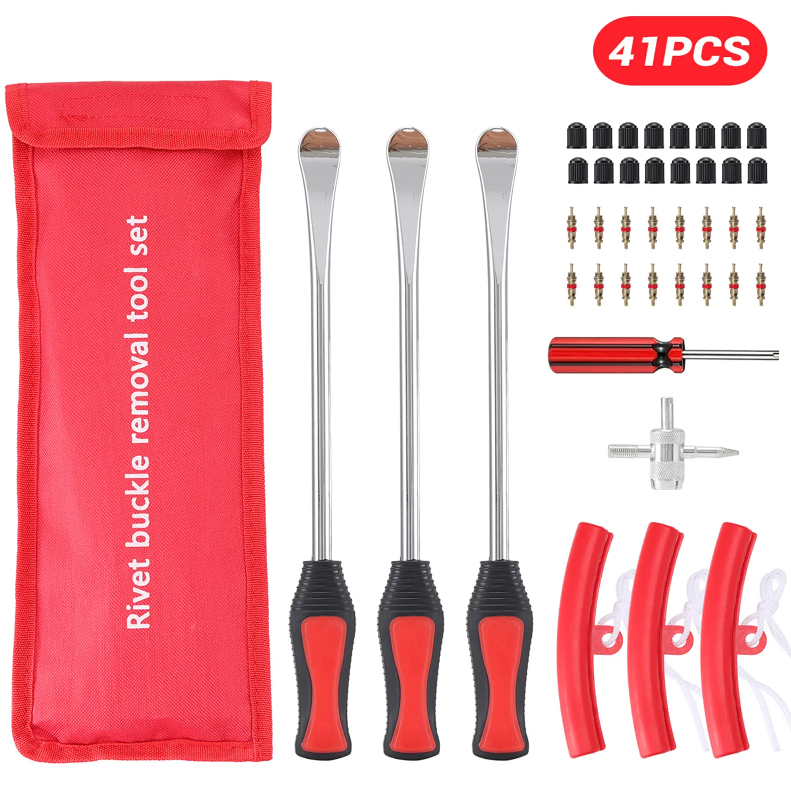 41PCS Steel Tire Spoon Lever Iron Kit Professional Car Motorcycle Bike Tyre Changing Tool Set