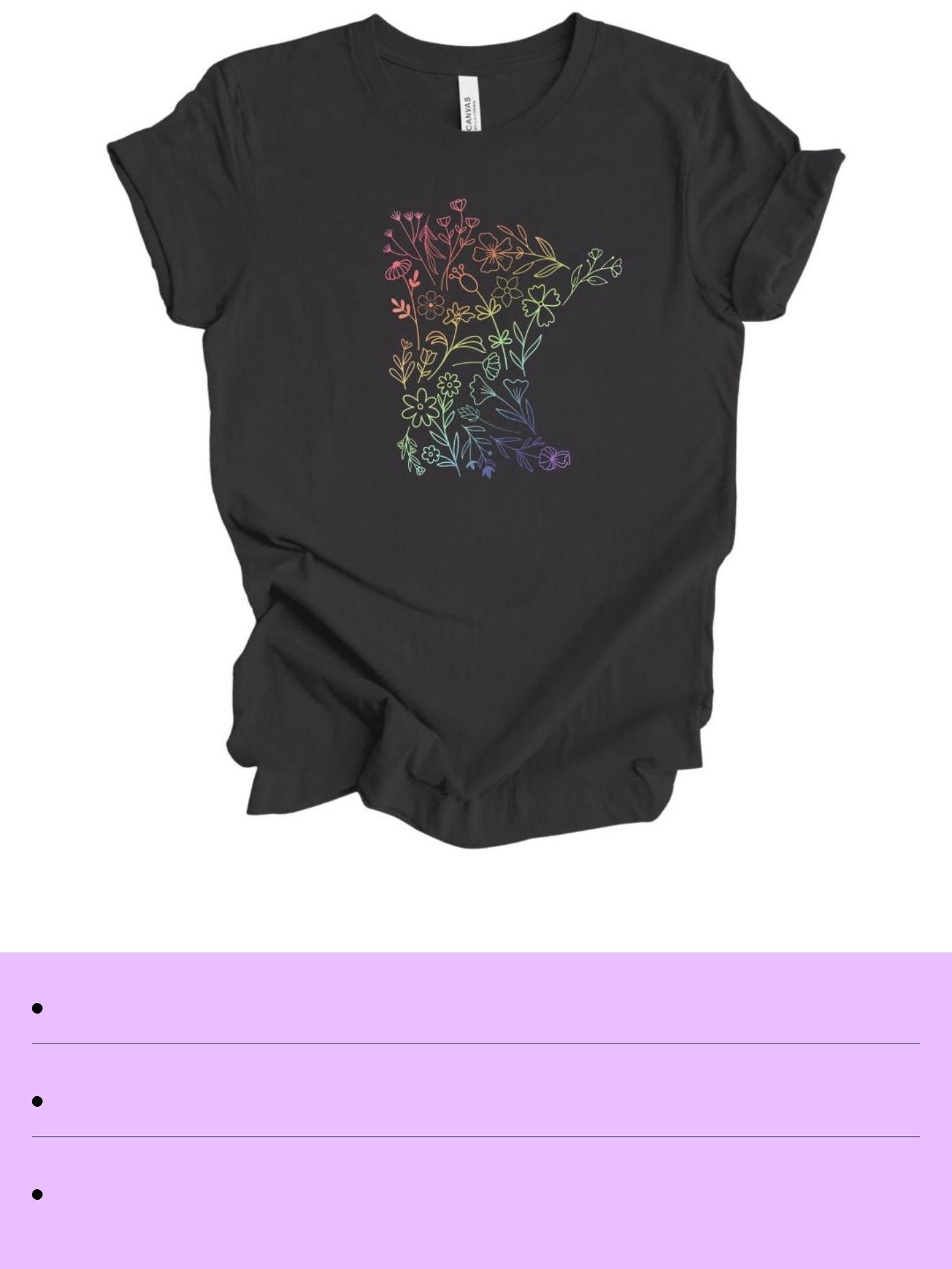 TEE: Rainbow MN Floral Print Minny Tees Apparel, L