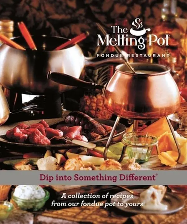USED Book - Dip Into Something Different: A Collection of Fondue Recipes with $25 in Melting Pot Restaurant Coupons by Melting Pot Restaurants Inc Staff (Hardcover) - english