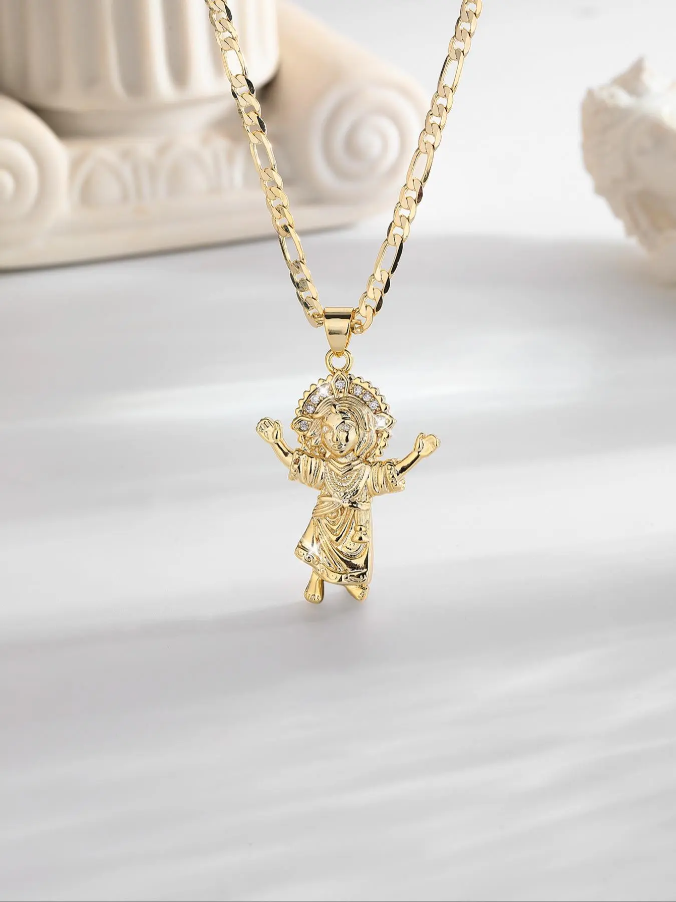 Cute Jesus Baby Pendant Necklace, Charms Necklace, Fashion Jewelry for Party, Daily Clothing Decor, Trendy All-match & Exquisite Jewelry for Birthday Gift, Religious Jewelry, Faith Necklace, Trendy Charm Necklaces