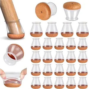 24 count Chair  Floor Protectors,  Chair  Protectors Caps Covers for Hardwood Floors, Furniture Pads Sliders with Wrapped Felt Bottom Extra Small (Fit:0.5"-0.75")