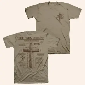 Kerusso Unisex Christian T-Shirt The Cross in Short Sleeve Khaki Classic Fit, Unisex T-shirt, Menswear Clothing, Clothing for men, Gift for Boyfriend, Gift for Dad