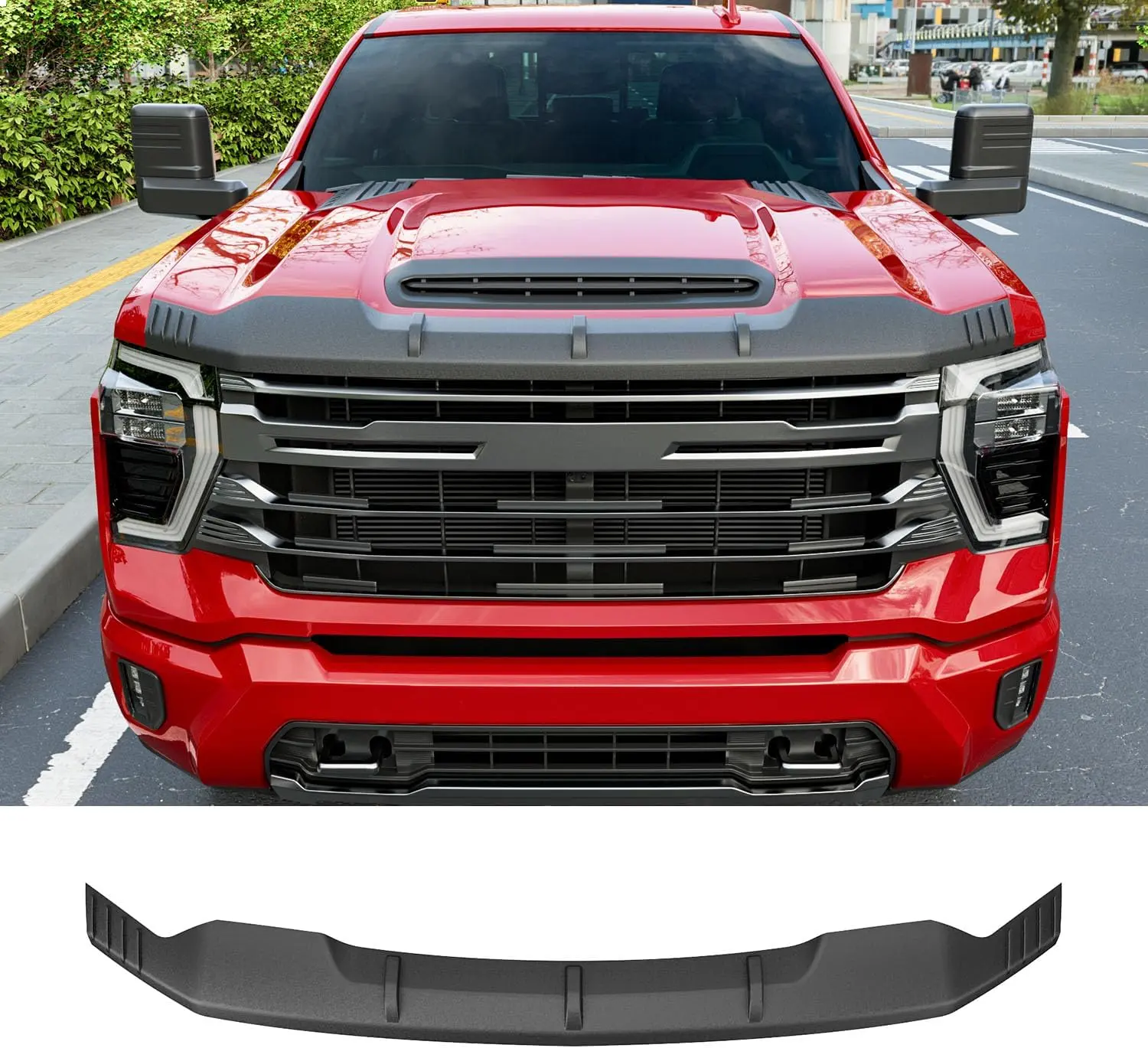 [Fits Silverado 2500HD 3500HD] Hood Protector Compatible with 2020-2026 Chevy Silverado 2500HD 3500HD Deflector Upgraded TPE Shield Hood Deflector Replacement for 2020-2026 Chevy Silverado Accessories