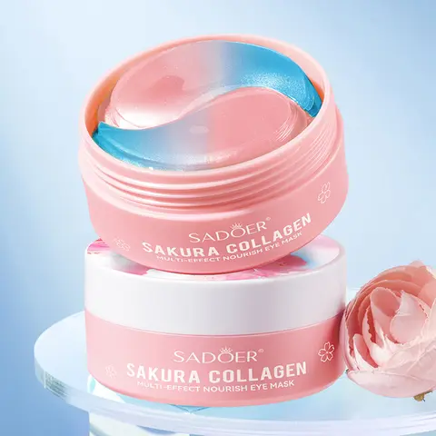 Sakura Collagen Eye Patches 60 Pcs Eye Masks  Hyaluronic Acid for Dark Circles Puffiness & Wrinkles Multi-Effect Tonic for Hydration Comfort Moisturizer