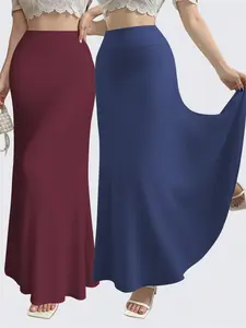 2-Piece Commuter High-Elastic Fitted Fish Tail Midi Skirt Set, High-Waisted Slimming Design, Versatile All-Season Elegant Style, Womenswear