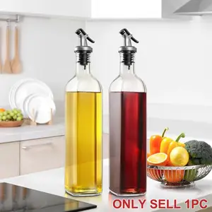 Glass Olive Oil Dispenser, 1 Count Dual Spout No-drip Cruet Bottle Containers with Handle, Cooking Oil Container, Kitchenware, Kitchen Utensils & Gadgets for Home Dining Room Barbecue