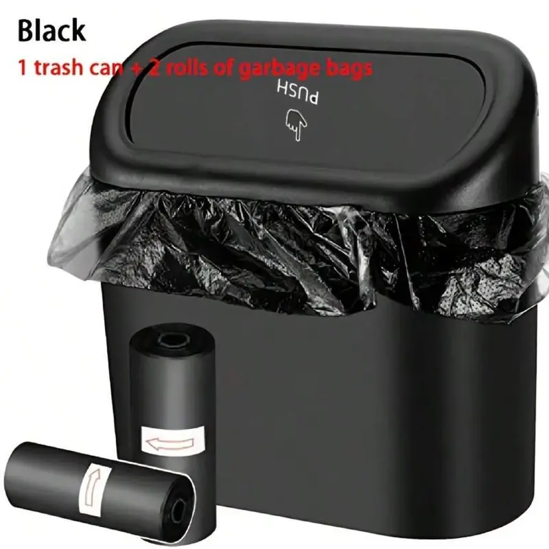 Women's Car Door Hanging Trash Can 3 Pieces/Set - Leakproof Waterproof Mini Flip Top Can with Lid & Odor Seal, 2 Rolls of Trash Bags, Foldable and Portable Car Organization Supplies, Auto Accessories