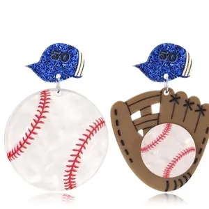 Baseball Earrings for Women Dangling, Acrylic Baseball Earring