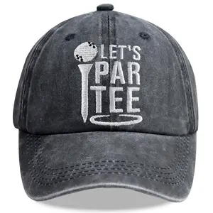 Golf Gifts for Mom Dad, Lets Par Tee Hats for Men Women, Adjustable Embroidered Wash Cotton Baseball Cap, Golf Cart Accessories