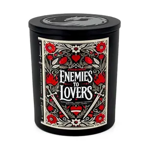 Enemies to Lovers - 8oz Scented Candle - Sandalwood, Smoked Coconut, Red Currant, Honey - Natural Coconut Wax - 35 h Burn Time - Fantasy Romance Decor