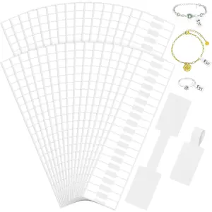 1000 count  Tags, Self Adhesive  Price Tags Stickers, White Blank Rectangle Ring Tag Label for Necklace Earring Bracelet Pricing Identify