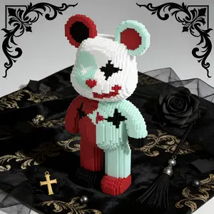 Circus Clown 3D Puzzle Building Blocks Decoration, Bookshelf Home Office Cabinet Decor, Party Living Room TV Stand Display Gift, Building Block Bear