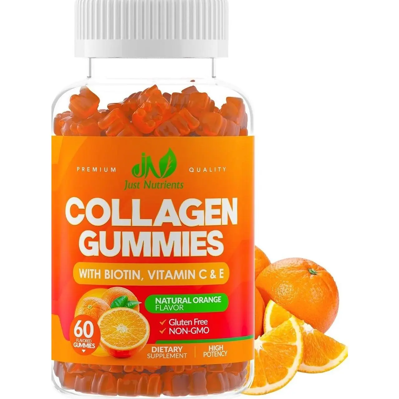 Collagen Peptides Gummies with Biotin, Vitamin C & E for Women & Men - Premium Hydrolyzed Collagen Type I & III for Hair, Skin & Nails Support - Gluten-Free, Non-GMO - 60 Gummies (30 Servings)