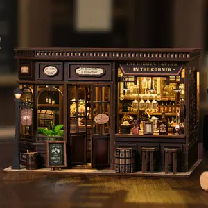 DIY Book Nook Kit, 3D Wooden Miniature House Model, Corner Tavern,Desk Decor & Collectible, Creative Birthday Christmas Gift Home Decoration