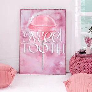 Pink Lollipop Wall Art, Candy Kitchen Decor Print, Colorful Maximalist Aesthetic Poster, Trendy Pink Home Decor for Apartment, Unframed