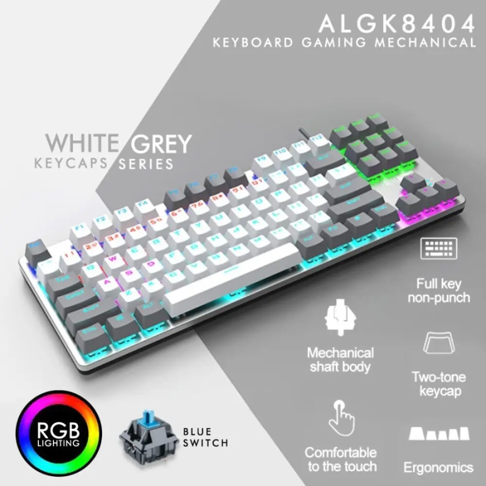 Altec Lansing ALGK8404 Wired Mechanical Gaming Keyboard RGB Ergonomic GRAY/WHITE