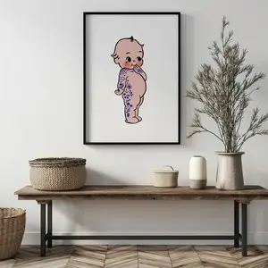 Tattooed Kewpie Doll Print Grunge Vintage Baby Doll Wall Decor