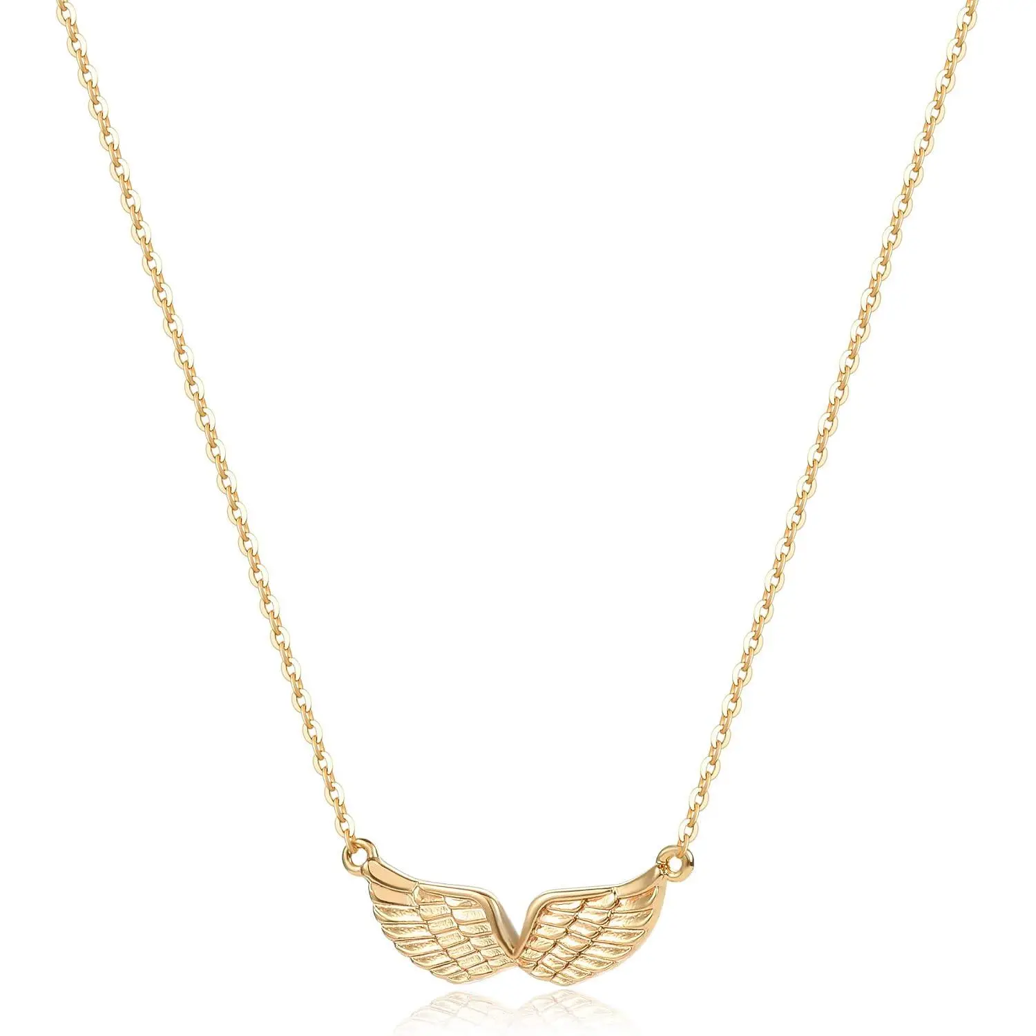 MEVECCO Gold Angel Wings Pendant Necklace, 18K Gold Filled, Dainty Minimalist for Women