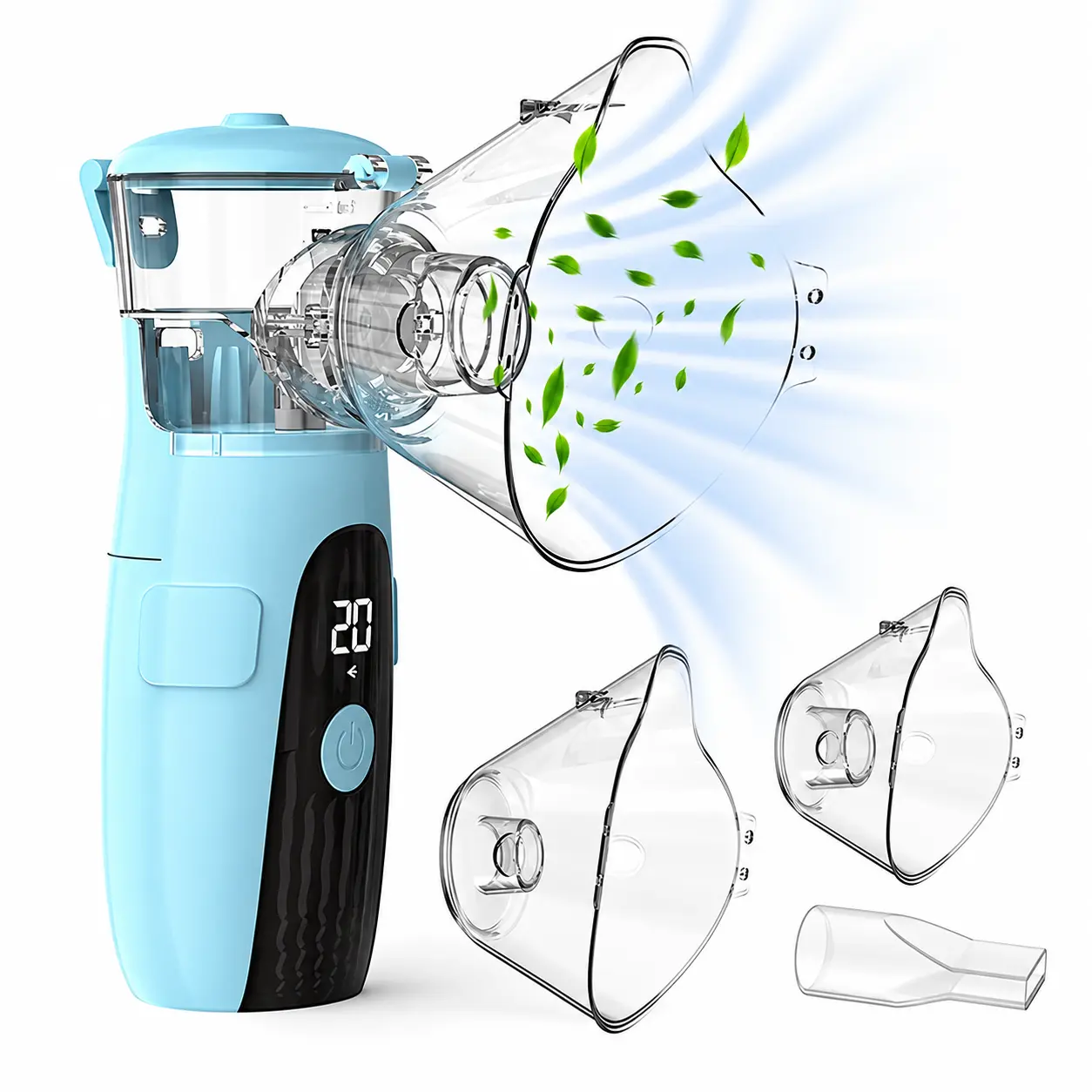 Portable Handheld Nebulizer Machine, USB Rechargeable Nebulizer, Rechargeable Mesh Nebulizer, Adult Mask, Child Mask & Mouthpiece, Compact Design for Home Use and Winter Travel