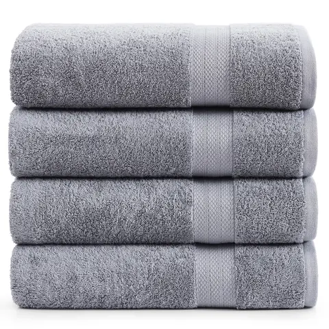 LANE LINEN 100% Cotton 4-Piece Bath Sheet Set - 2-Piece Cotton Bath Towels, Long-Staple Ring-Spun Terry Weave, OEKO-TEX 100 Certified, Soft, Thick, Absorbent, Breathable Fast Dry, Low Lint, Machine Washable, Easy Care, Hotel & Spa Style for Gifting
