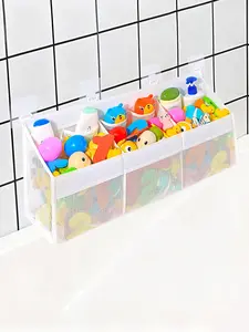 Original 3 Compartment Horizontal Large Openings Bath Toy Organizer for Tub, Capacity Upgrade Bath Toy Storage, for Easy Access and Sorting of Toys, Mesh Baskets, Home Organizer