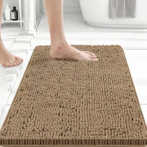 24x17 Chenille Bath Mat – Non-Slip with Backing Bath Rug Ultra-Absorbent and Machine Washable Bathroom Mat Quick-Dry Design. Ideal for Bathroom Rugs and Tub Areas