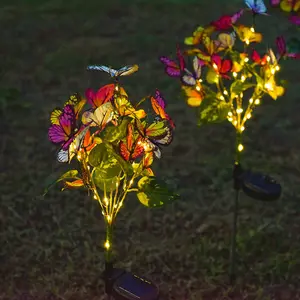 1Pcs Solar Ground Stake Light with Butterfly Design, Warm/cold Color Options, Garden Lawn Decor, Outdoor Yard Pathway Decoration, Holiday Gift