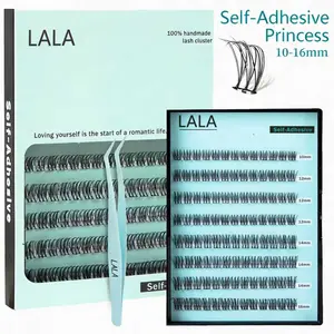 【Mother's day Sales】【Princess】LALA DIY Eyelashes Self Adhesive Lash Clusters Pre glued Eyelash Clusters No Glue Needed Lashes Wispy D-curly Cluster Eyelash extensions 10-16mm Individual Lashes