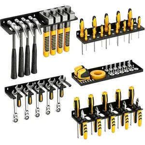 5 count Tool Organizers Wall Mount, Heavy Duty Metal  Organizer, Plier Organizer, Hammer Holder, Wrench Holder, Power Tool Storage Racks for Garage, Workshop, Shed