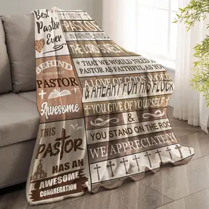 Pastor Appreciation Blanket, Gifts for Pastors, Religious Throw Blanket for Men and Women, Christian Gifts for Pastor Birthday, 60" x 50",1 count, Print on One-side with a Plain white Back