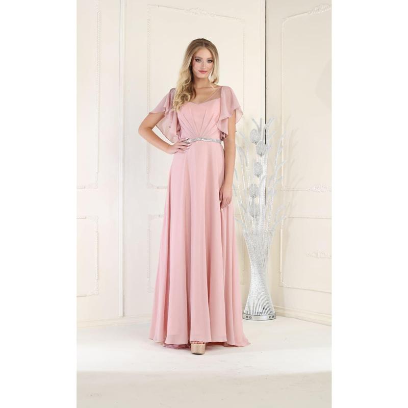 May Queen MQ1972 Bell Sleeve Long Chiffon A-Line Evening Dress
