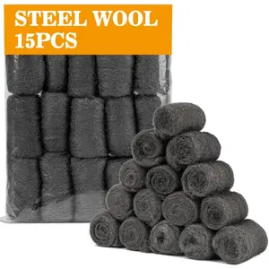 Steel Wool Pads 0000 15PCS - Steel Wool 0000 Roll Glass Wood Fabric Metal Extra Fine Polishing Chrome Glass Polishing Pads Wool Steelwool Mice Control Weep Hole Covers Walls Fill