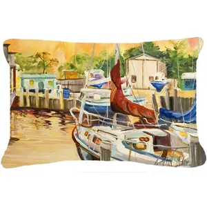 Carolines Treasures  Sunset Bay Sailboat Canvas Fabric Decorative Pillow