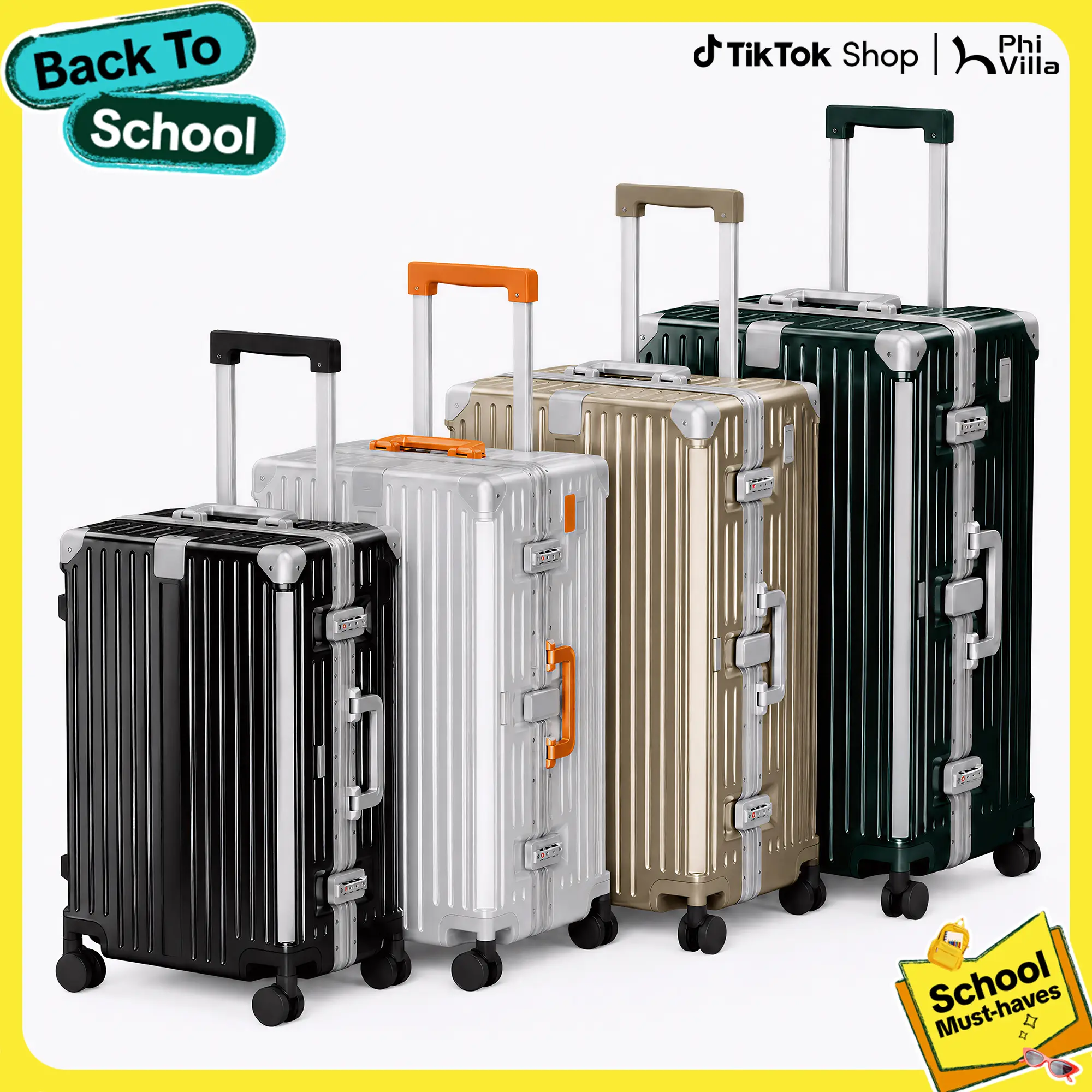PHIVILLA 20/24/26/28/30 Inch Luggage, Travel Thickened Aluminum Frame Luggage with TSA Spinner Wheels, 3-Layer PC Hardside Zipperless Travel Suitcase with Type-C USB Charging Port, Cup Holder, Back to School,