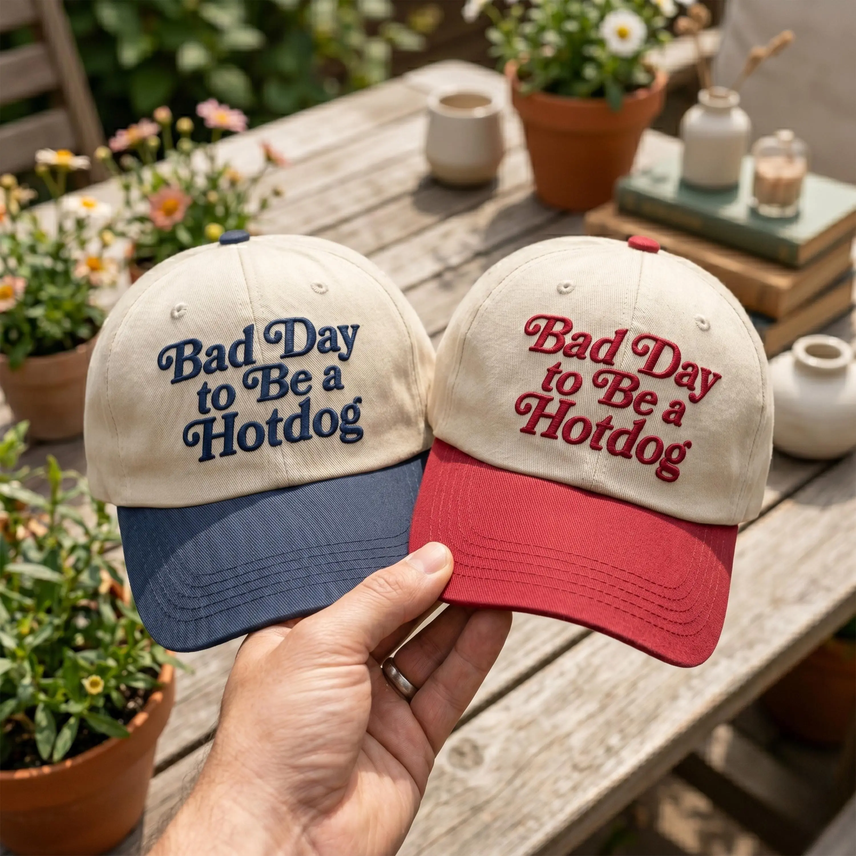 Bad Day To Be A Hotdog Embroidered Hat, Retro Trucker Cap, Funny BBQ Slogan 4th of July Hat, Patriotic Hat, 4th of July Hat, Unisex Hat